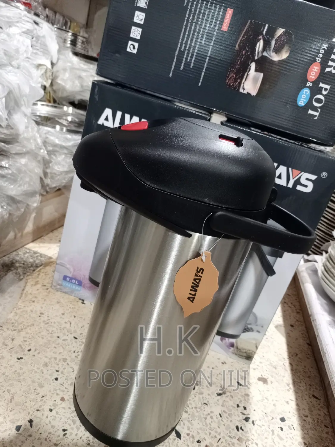 5L Stainless Steel Airpot Insulated Vacuum Thermal Flask Jug