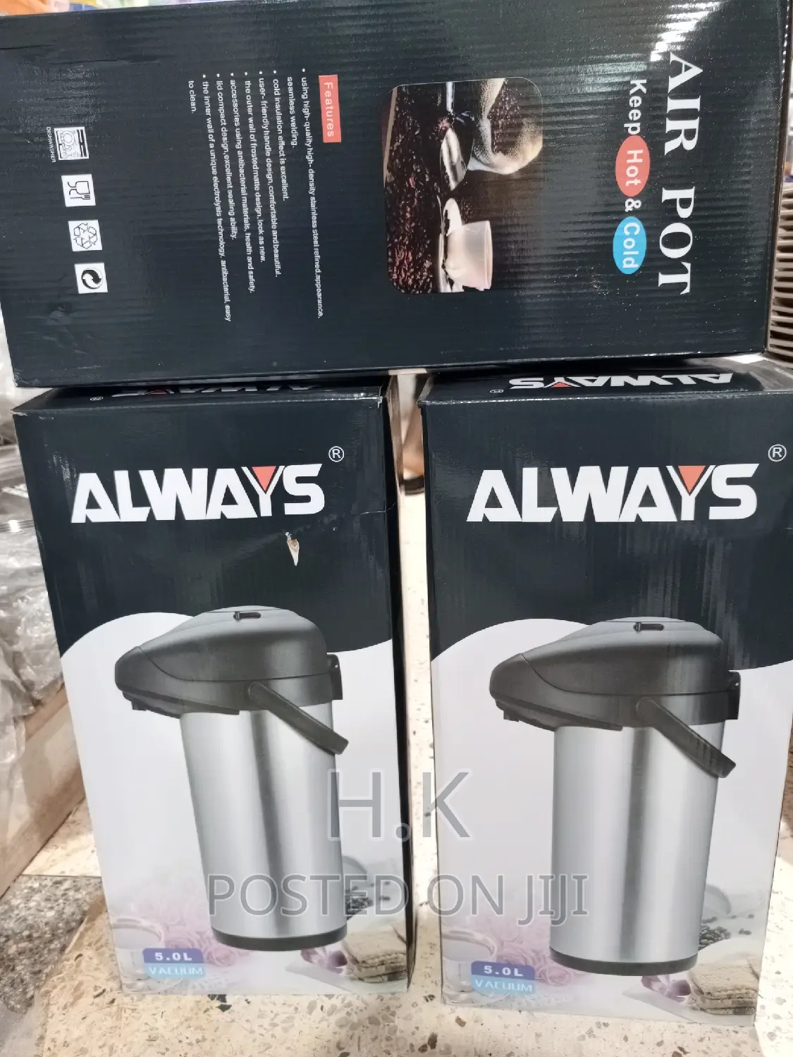 5L Stainless Steel Airpot Insulated Vacuum Thermal Flask Jug