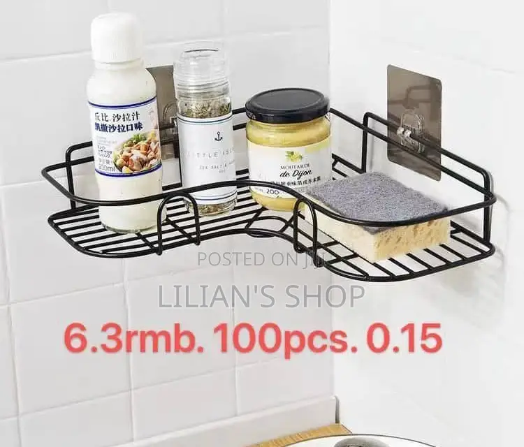 Durable Self Adhesive Kitchen/ Bathroom Corner Shelf