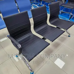 Photo - Three Seater Waiting Metallic and Leather Chair