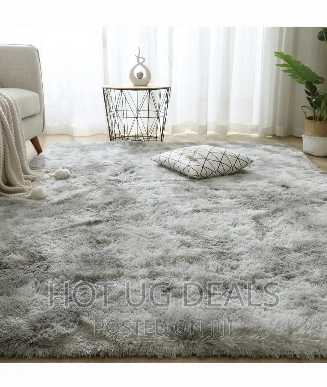 Large Size Shaggy Soft Carpet 2m*3m - Patched Grey