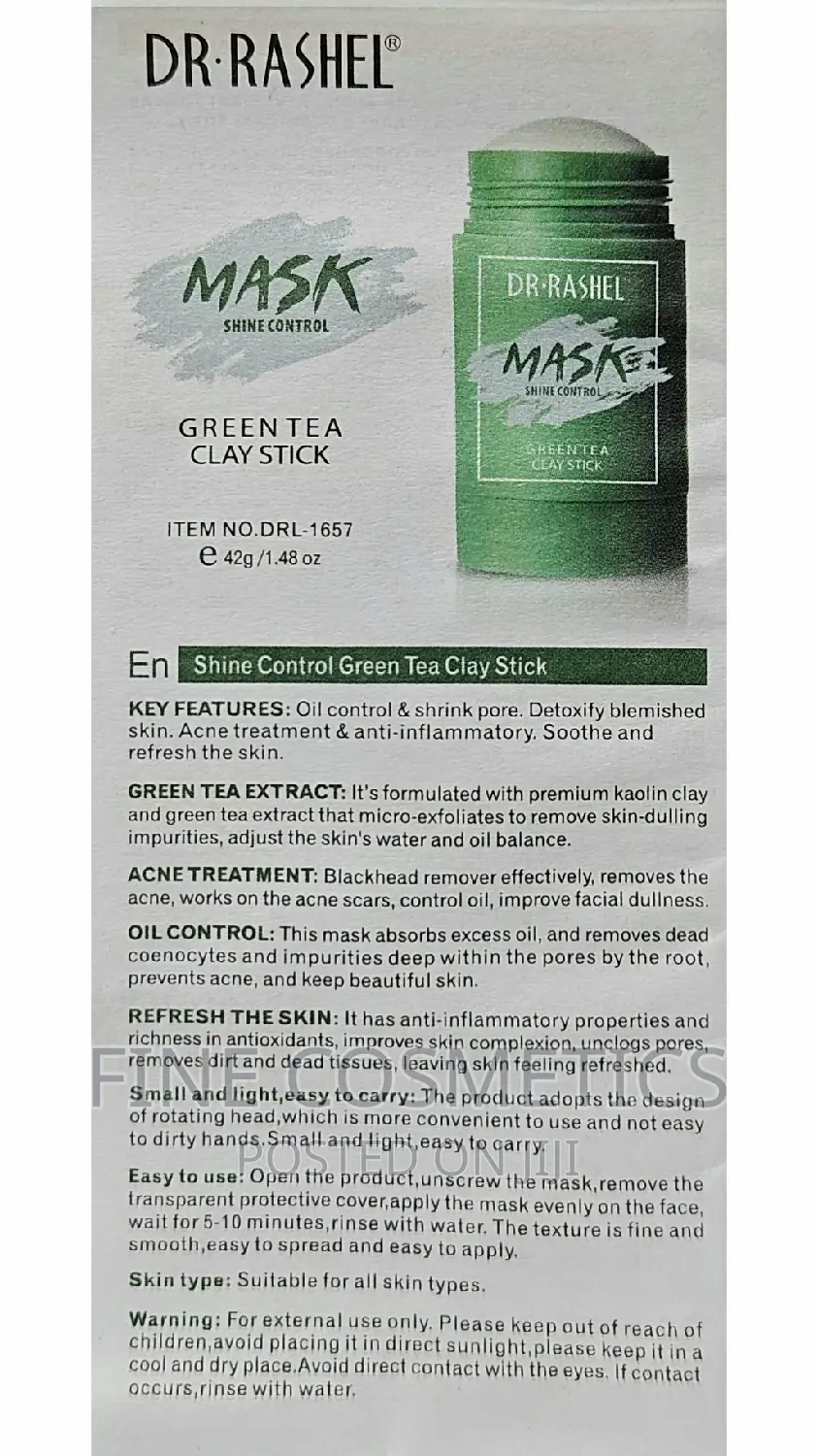 Green Tea Mask | Pimple Off Clay Stick for Black Spots/Acne