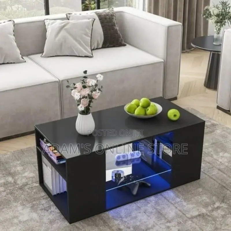 Center Table Black/Led Lights Center Table Black