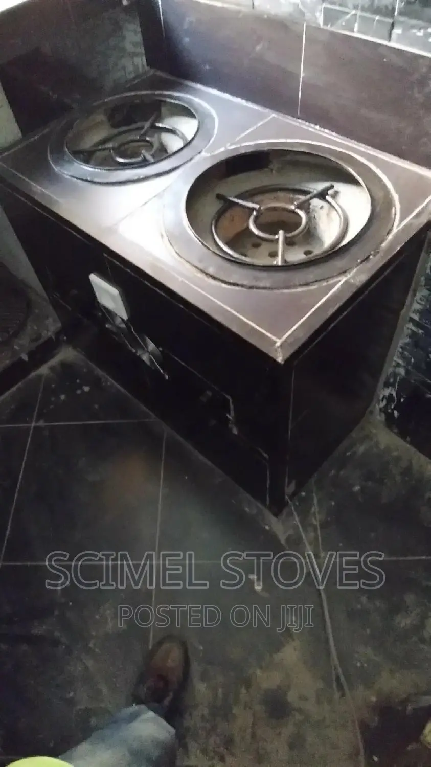 Double Burner Charcoal Cook Stove With Fans