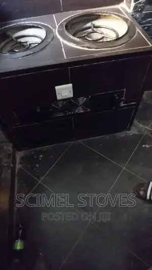 Double Burner Charcoal Cook Stove With Fans