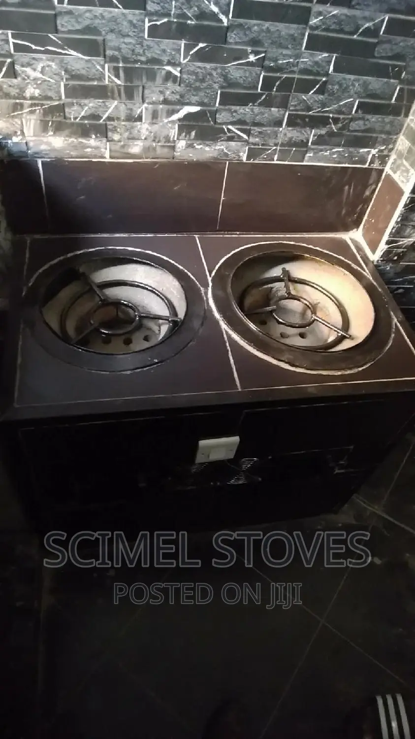 Double Burner Charcoal Cook Stove With Fans