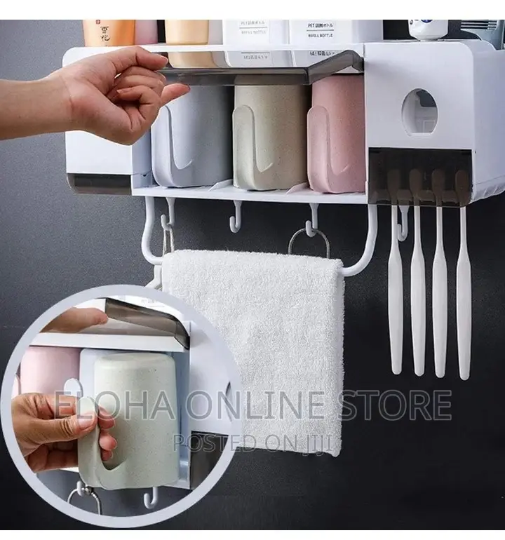 Punch Free Super Bathroom Toothbrush Holder Storage Rack
