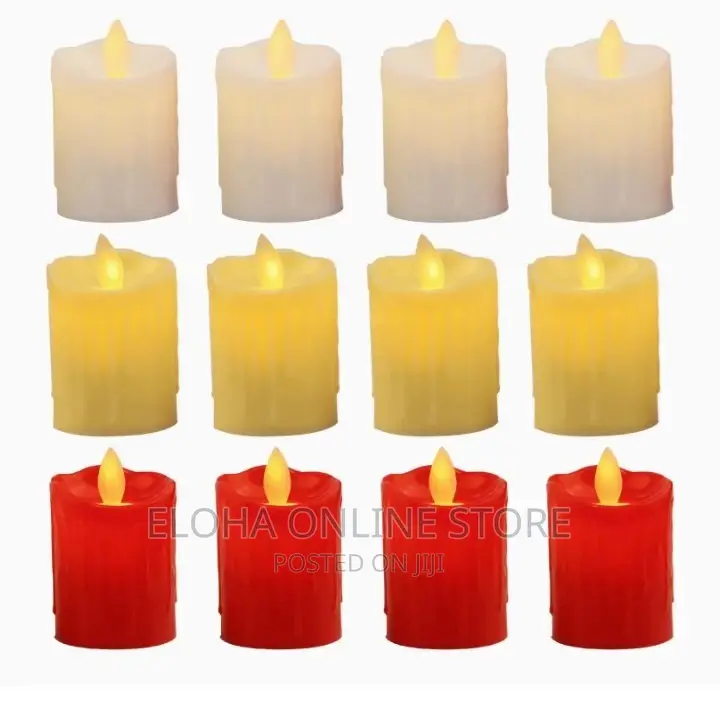 White/Red Pillar Smokeless LED Candles