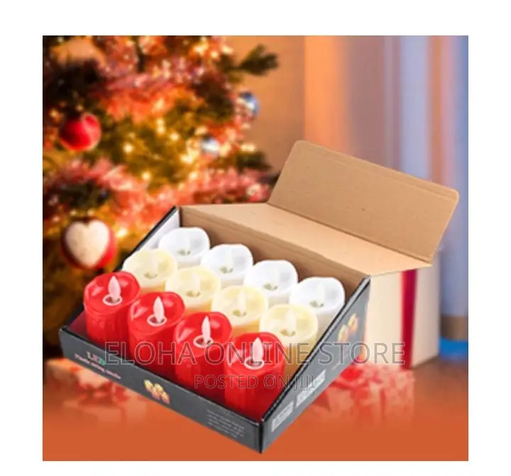 White/Red Pillar Smokeless LED Candles