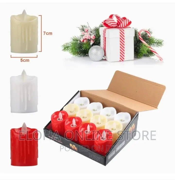White/Red Pillar Smokeless LED Candles