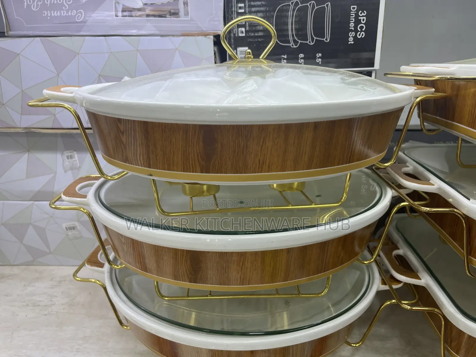 3pcs Set of Classic Ceramic Dish Warmers