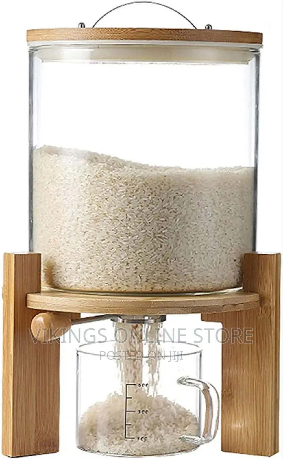 Glass Dispenser With a Wooden Base Small