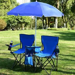 Photo - Double Camping Chair With Umbrella Outdoor Furnitures