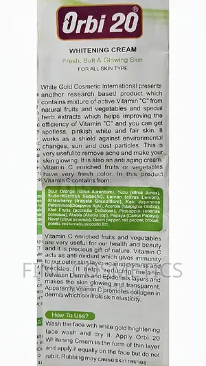 Orbi 20 Whitening Cream | Blackspots Remover Glowing Cream