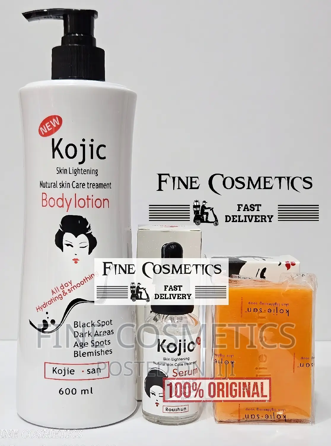 Kojie San Kojic Acid Lightening Set Of; Lotion, Soap + Serum