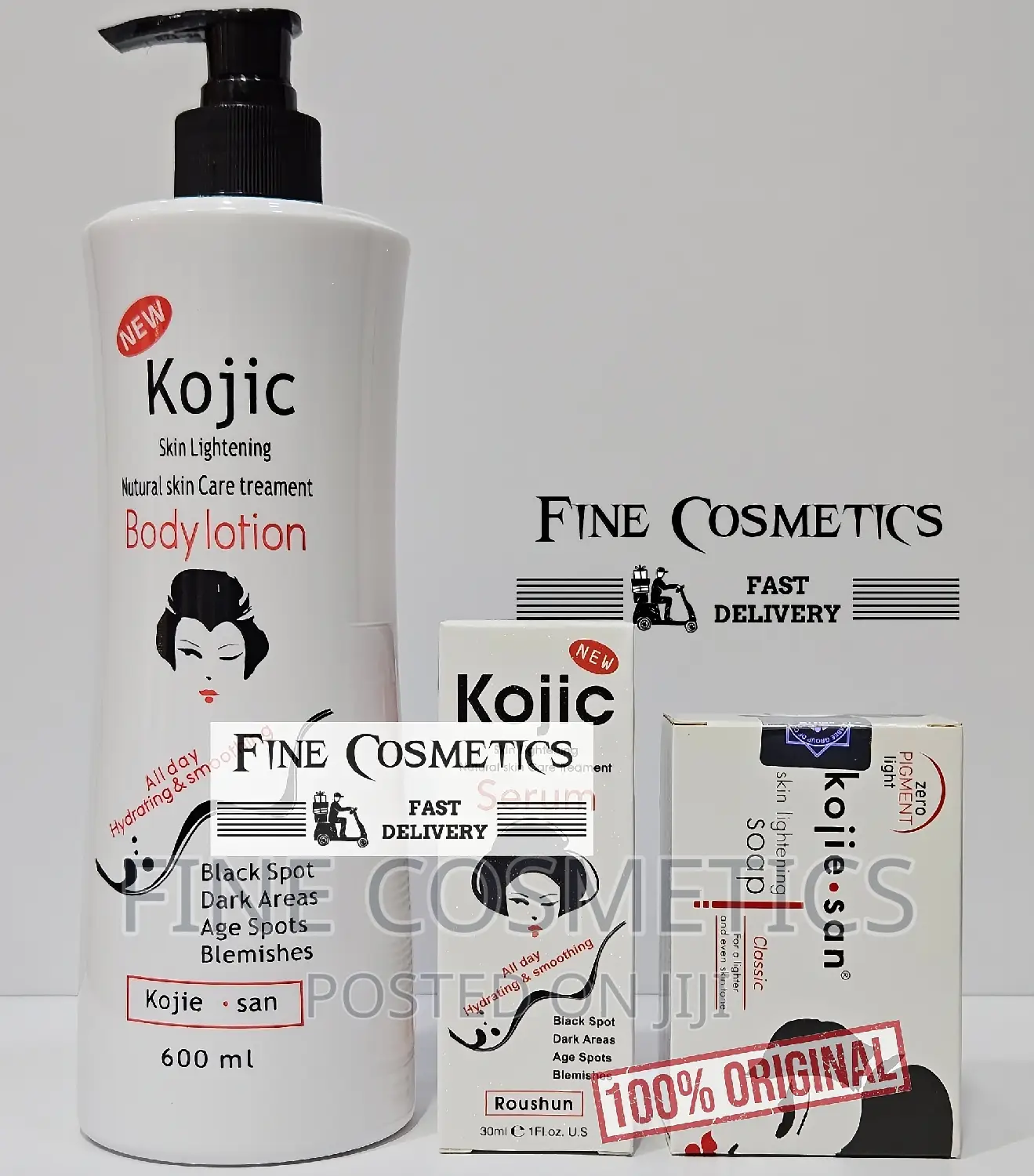 Kojie San Kojic Acid Lightening Set Of; Lotion, Soap + Serum