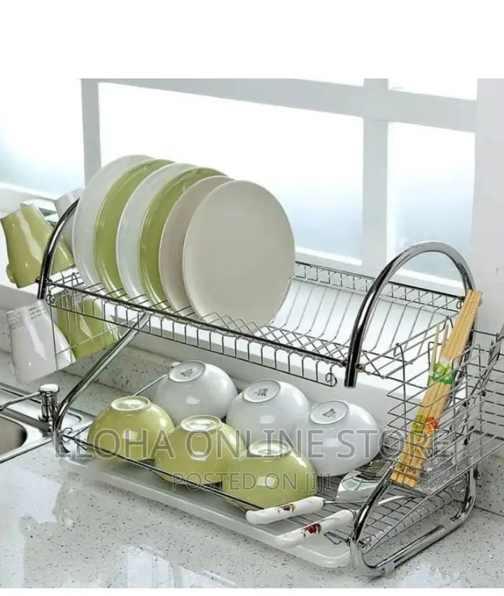 2 Tier Kitchen Countertop Dish Rack And Drainer