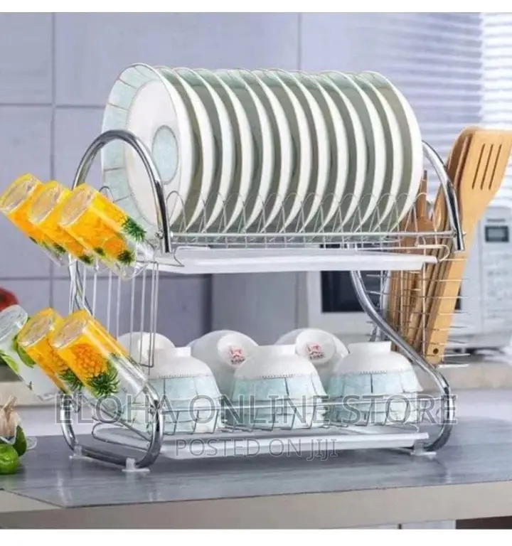 2 Tier Kitchen Countertop Dish Rack And Drainer