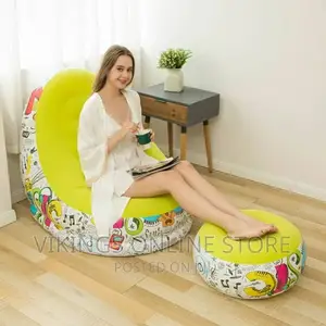 Portable Leisure Inflatable Sofa Chair With Foot Rest Stool