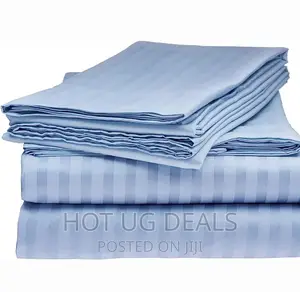 Photo - 5x6 4pcs Stripe Cotton Bedsheets With 2 Pillowcases- Blue