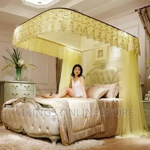 Two Stand Luxury 5*6 Rail Mosquito Net – Cream