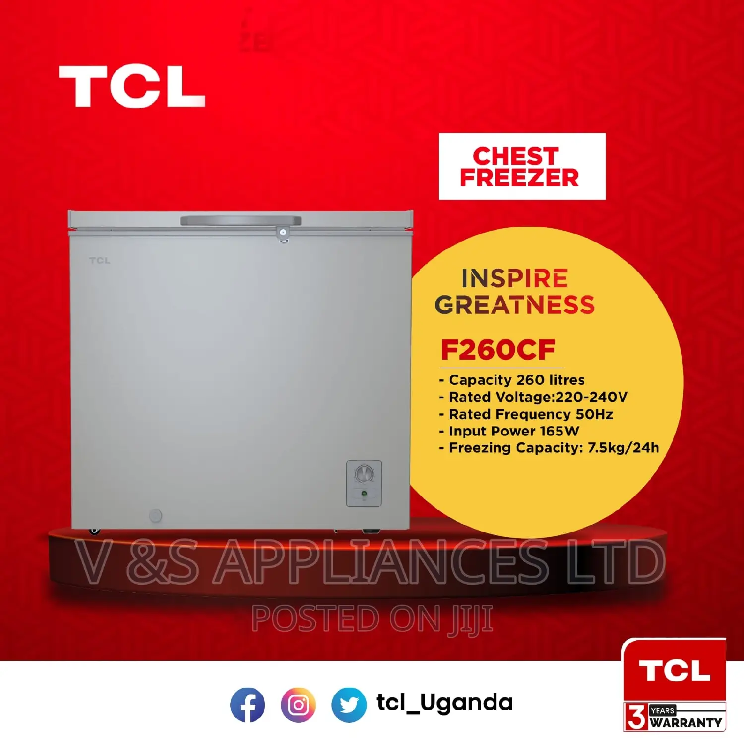 260L TCL Chest Freezer