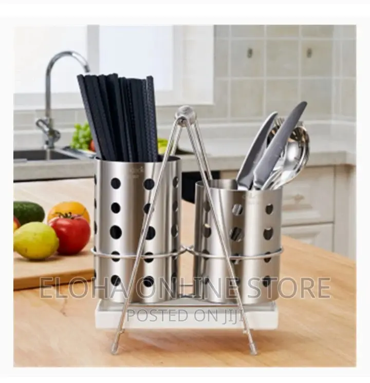 Stainless Steel Cutlery Holder With a Candle