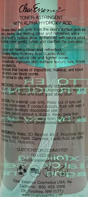Clear Essence Toner Astringent | 2-in-1 Cleanser and Toner.