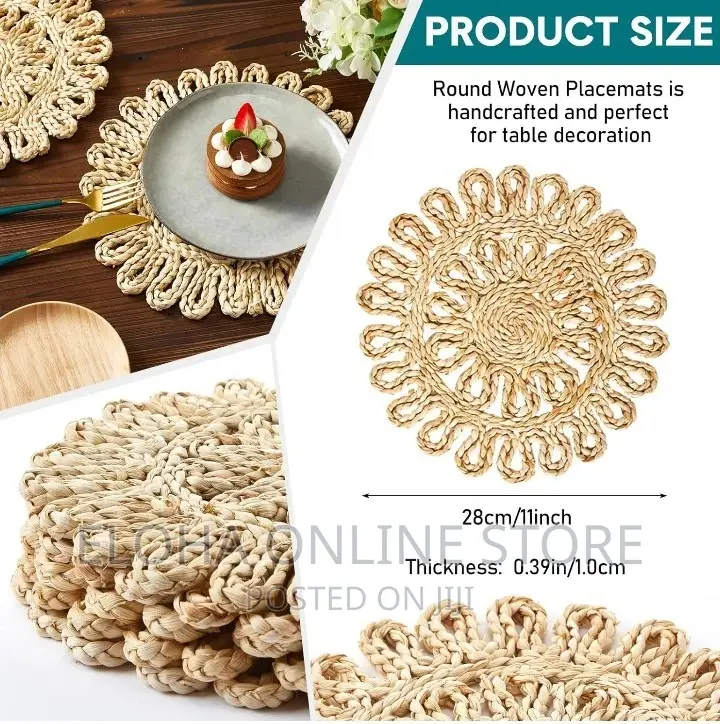 Natural Braid Wooven Round Placements/Table Mat