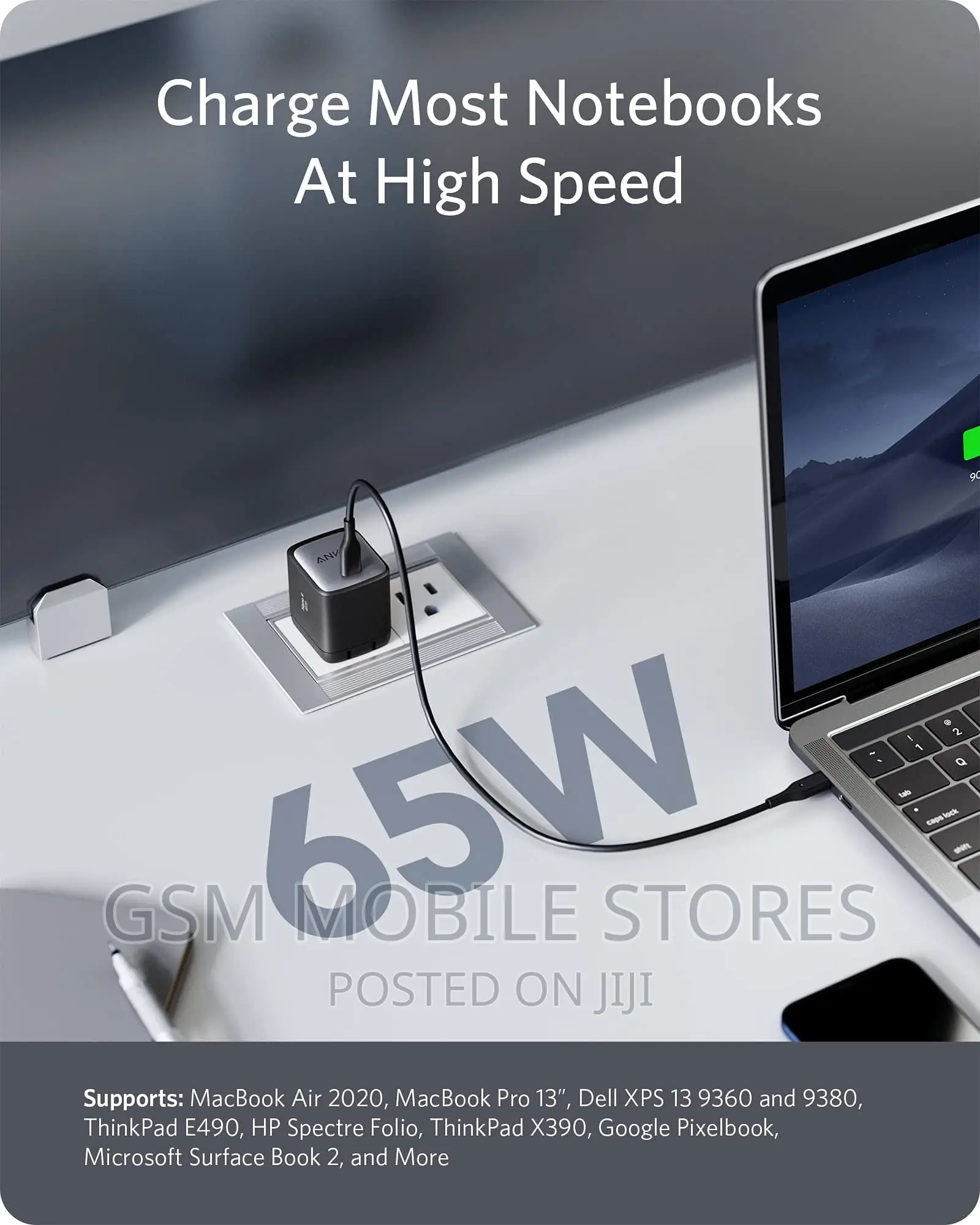 Anker Gan II Nano 65W, Fast Charging Adapter for Laptops