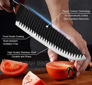 Non Stick Black Kitchen Wavy Pattern Knife Set
