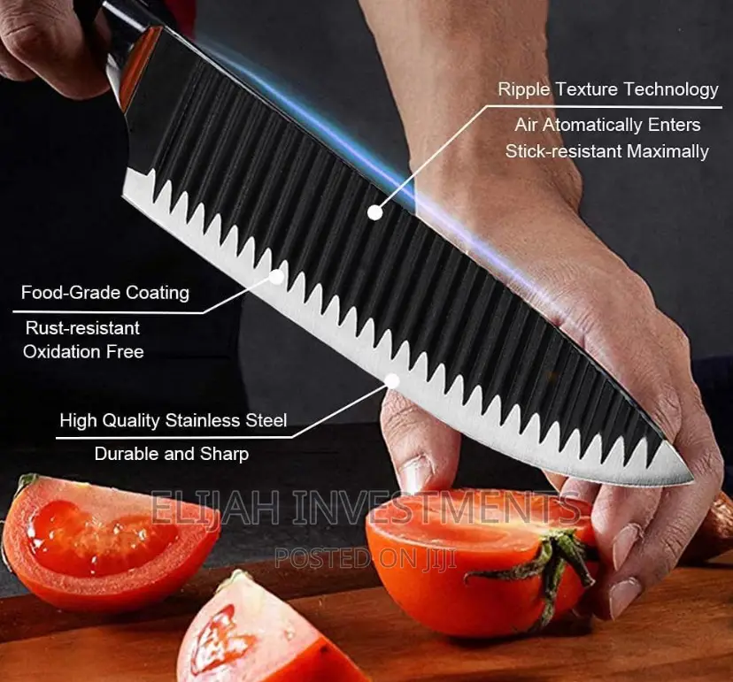 Non Stick Black Kitchen Wavy Pattern Knife Set