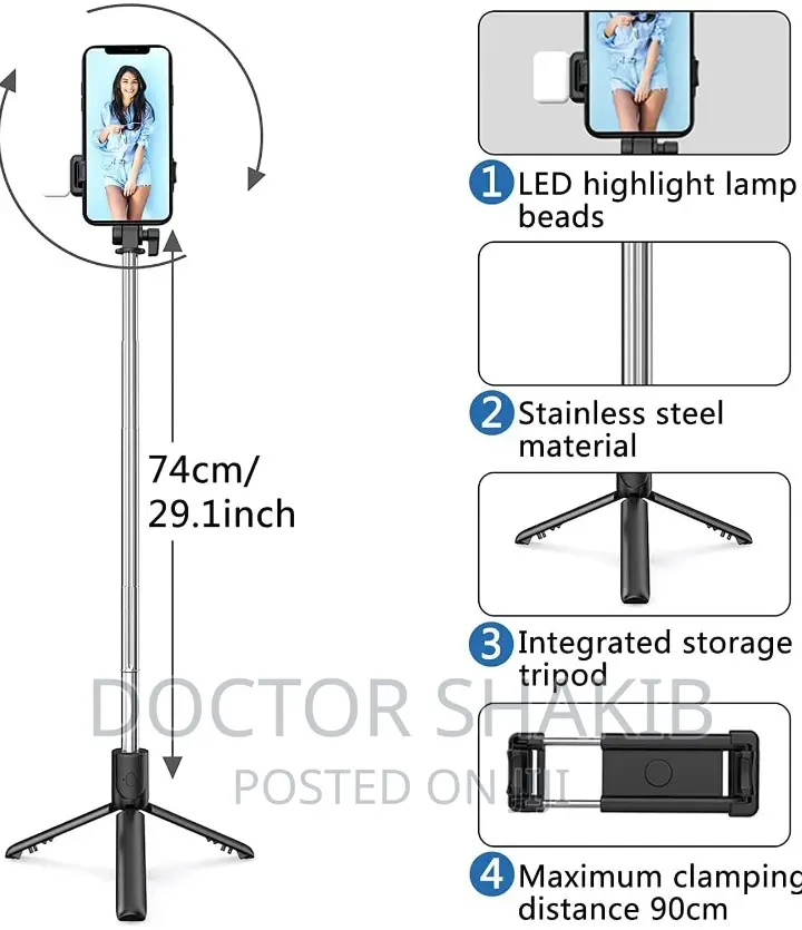 3 In 1 Multifunctional Selfie Stick Tripod Stand