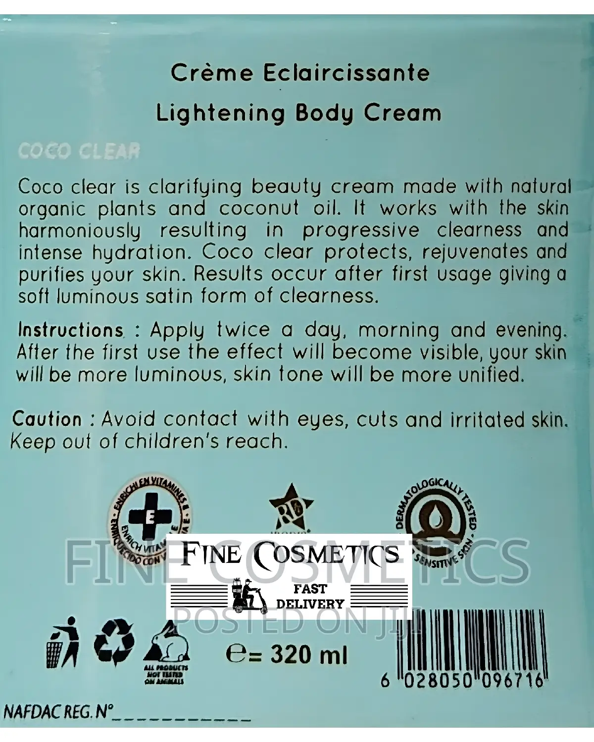 ORIGINAL COCO CLEAR 5days Lightening Coconut Body Cream 320g
