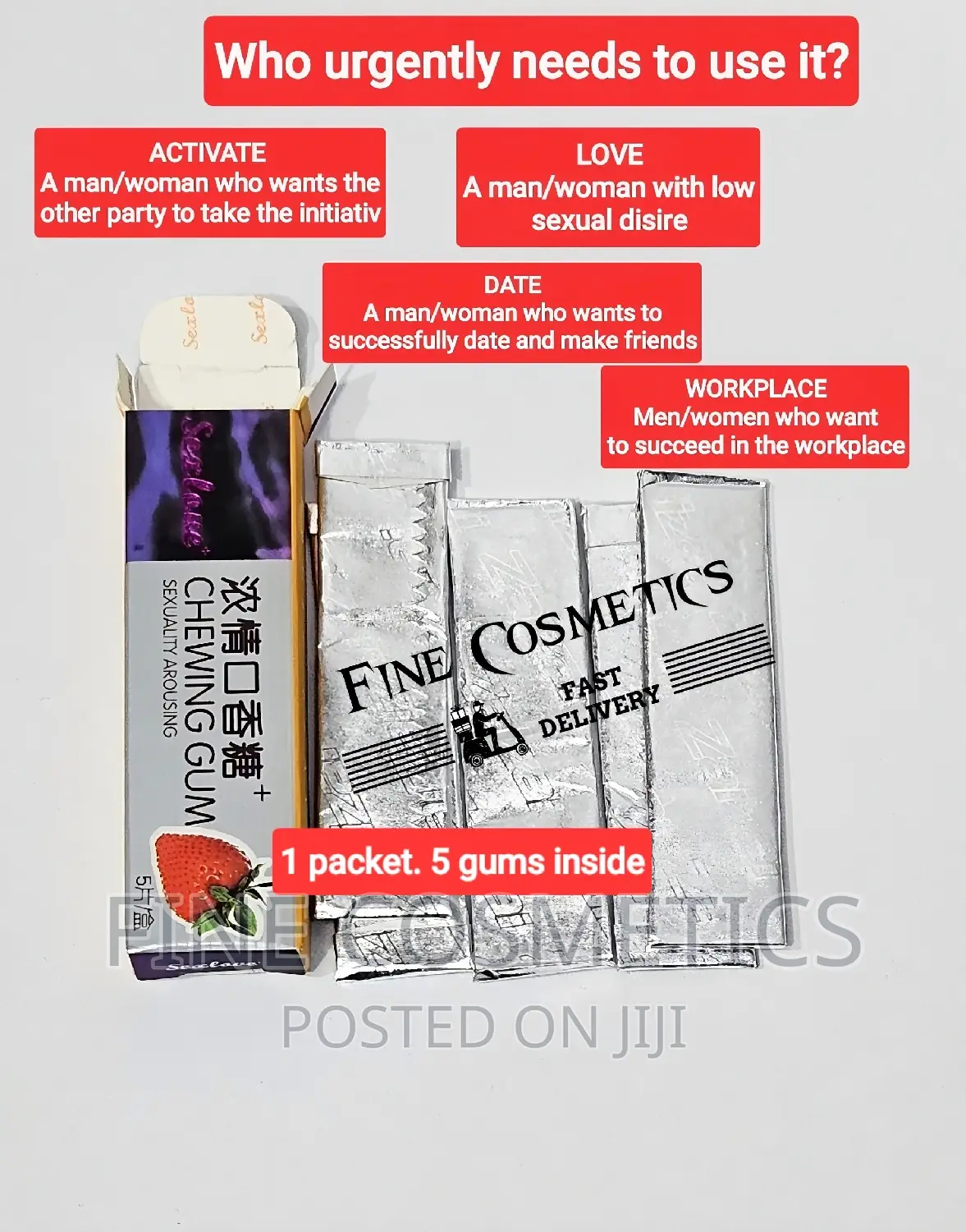 Sex Love Unisex Arousal Chewing Gum Erotic Libido Boost 1pac