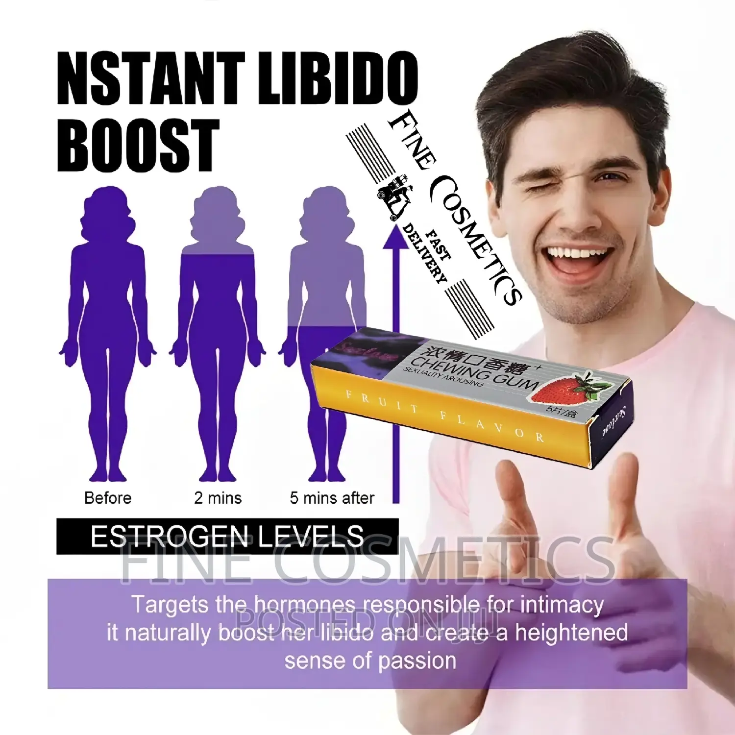 Sex Love Unisex Arousal Chewing Gum Erotic Libido Boost 1pac
