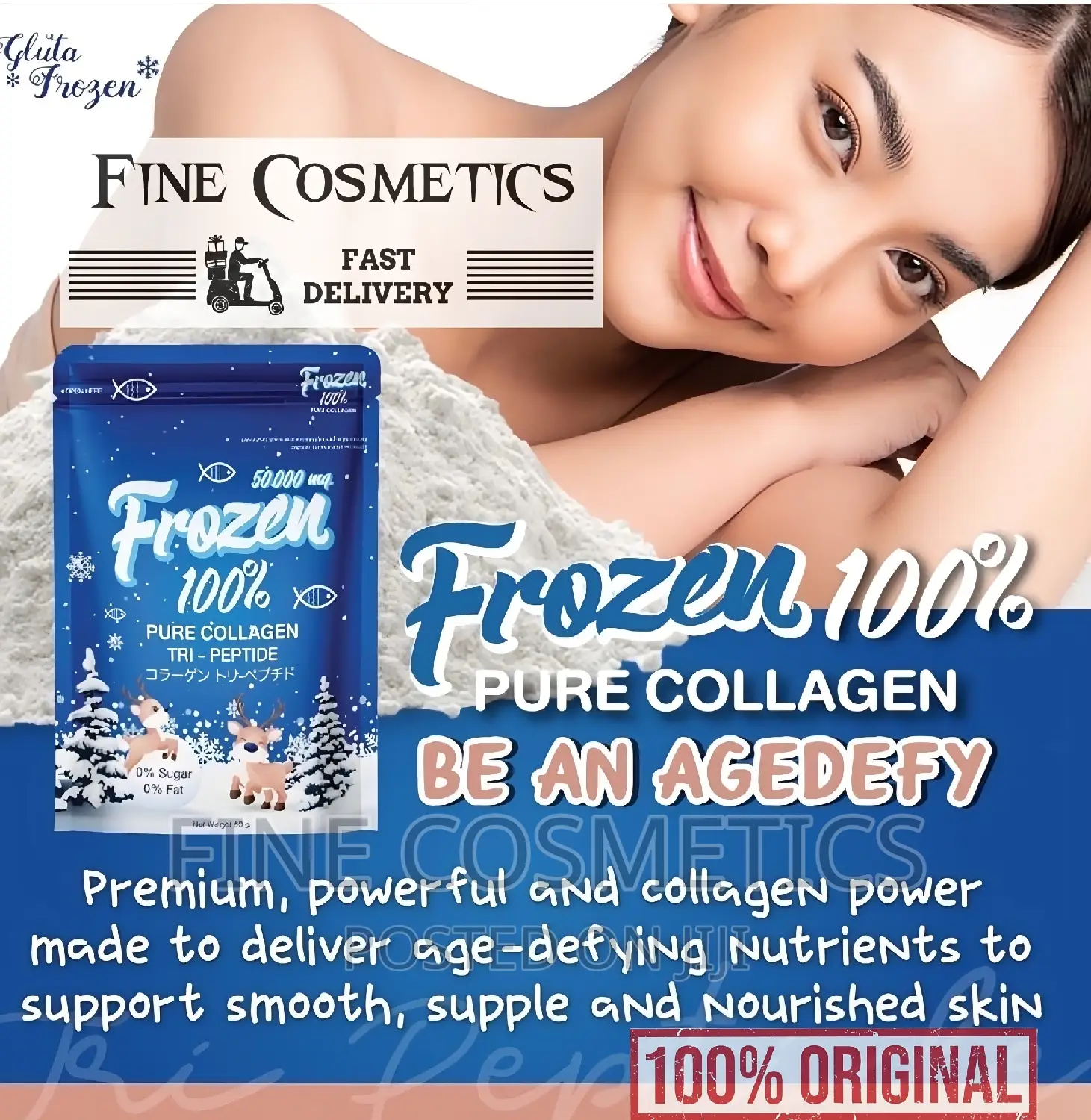 FROZEN 100% Pure Collagen Tri-peptide Powder For Skin + Hair