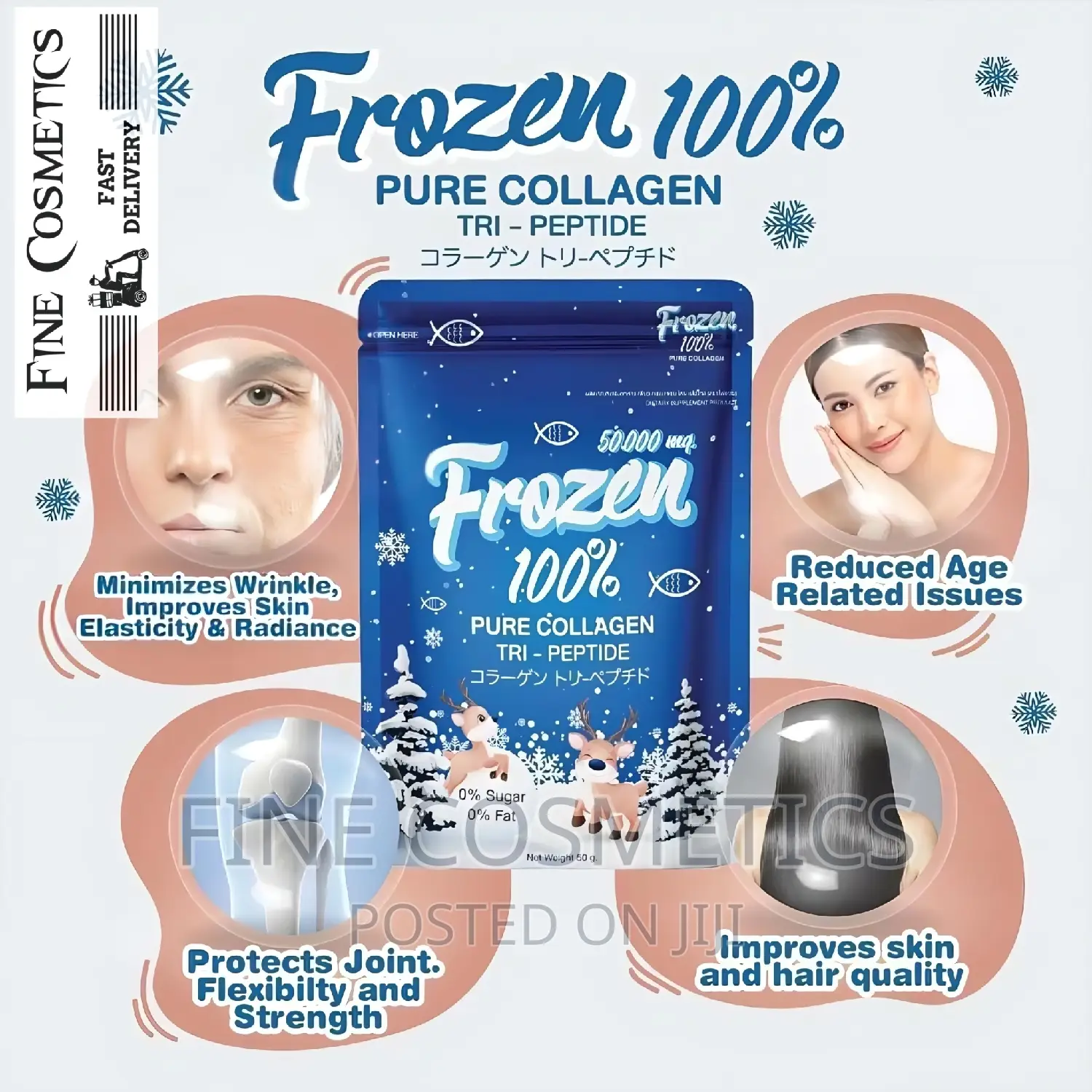 FROZEN 100% Pure Collagen Tri-peptide Powder For Skin + Hair