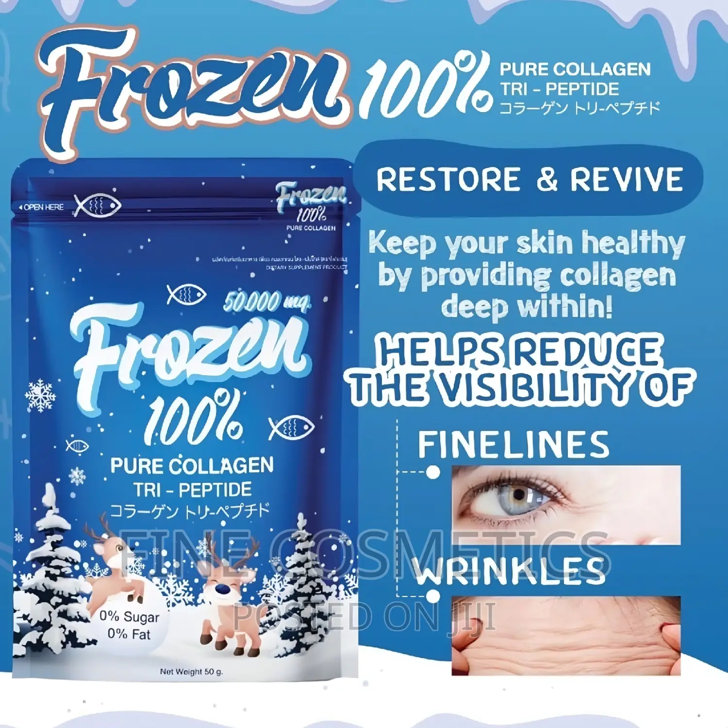 FROZEN 100% Pure Collagen Tri-peptide Powder For Skin + Hair