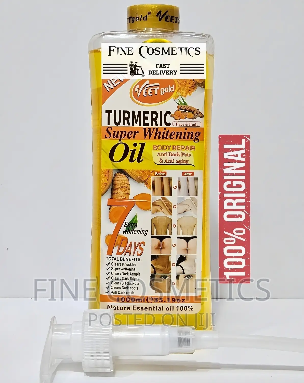 ORIGINAL Veet Gold 7days Turmeric Super Whitening Oil + Pump