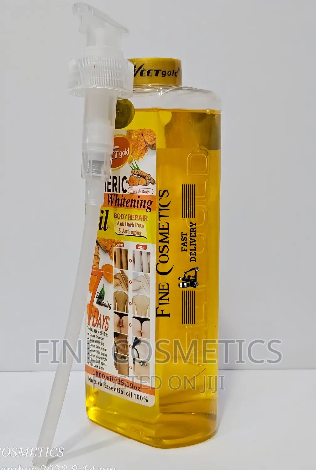 ORIGINAL Veet Gold 7days Turmeric Super Whitening Oil + Pump