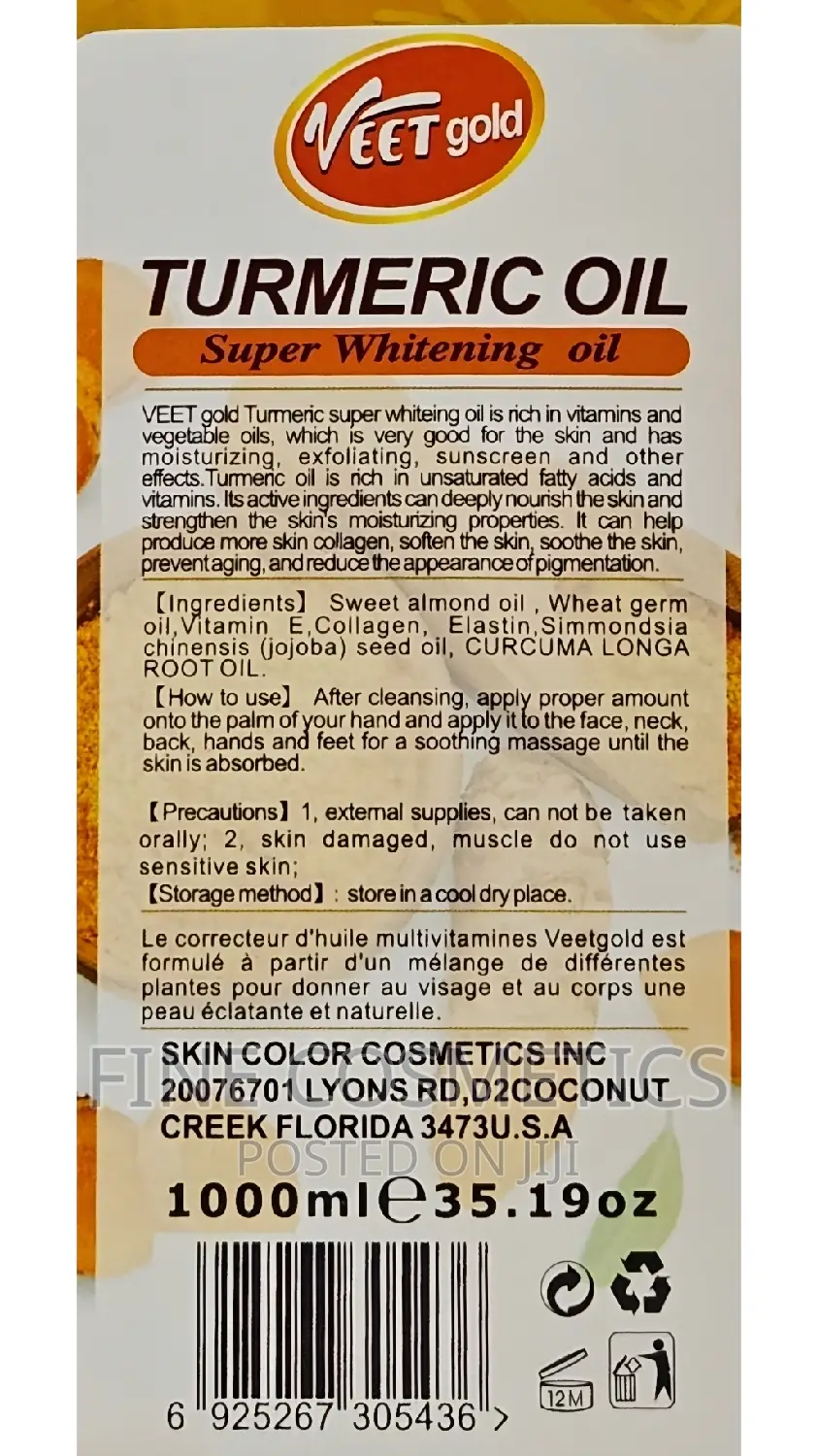 ORIGINAL Veet Gold 7days Turmeric Super Whitening Oil + Pump