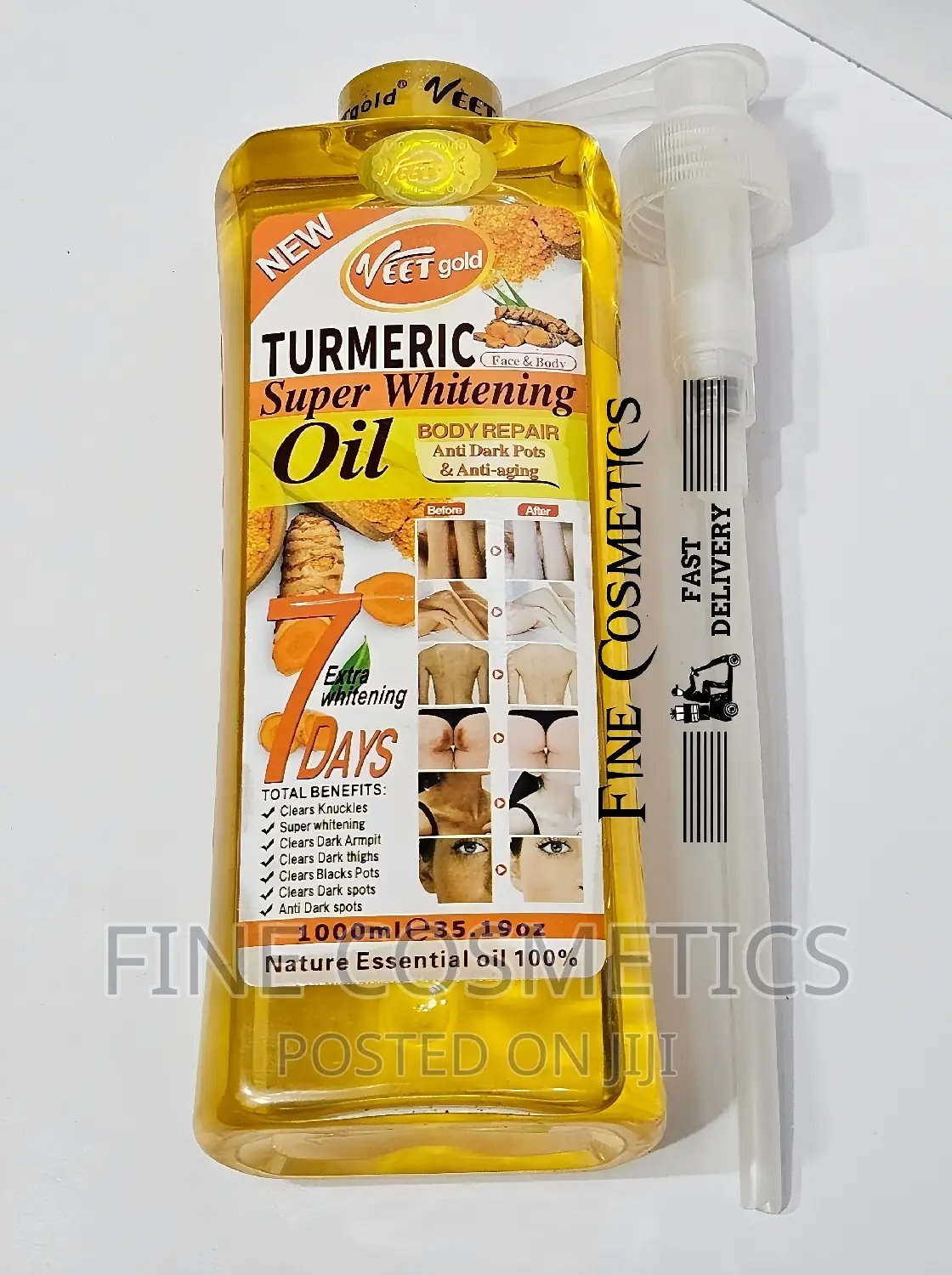 ORIGINAL Veet Gold 7days Turmeric Super Whitening Oil + Pump