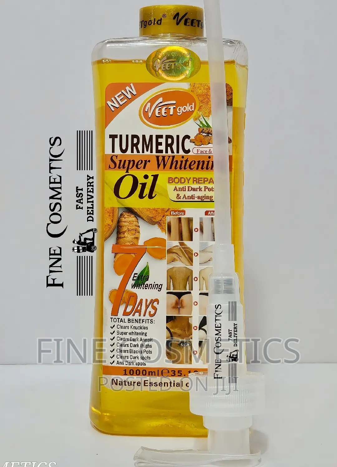 ORIGINAL Veet Gold 7days Turmeric Super Whitening Oil + Pump