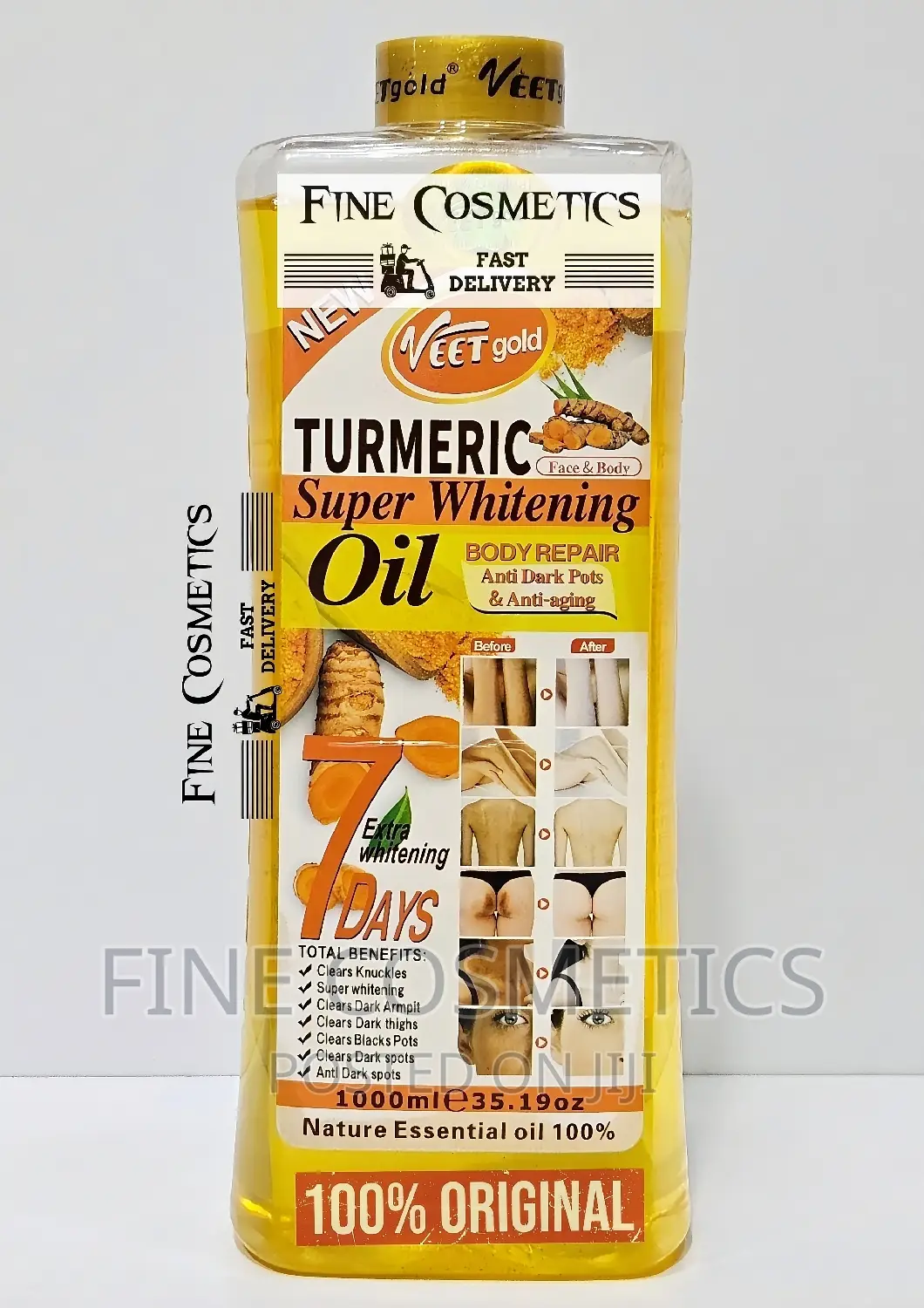 ORIGINAL Veet Gold 7days Turmeric Super Whitening Oil + Pump