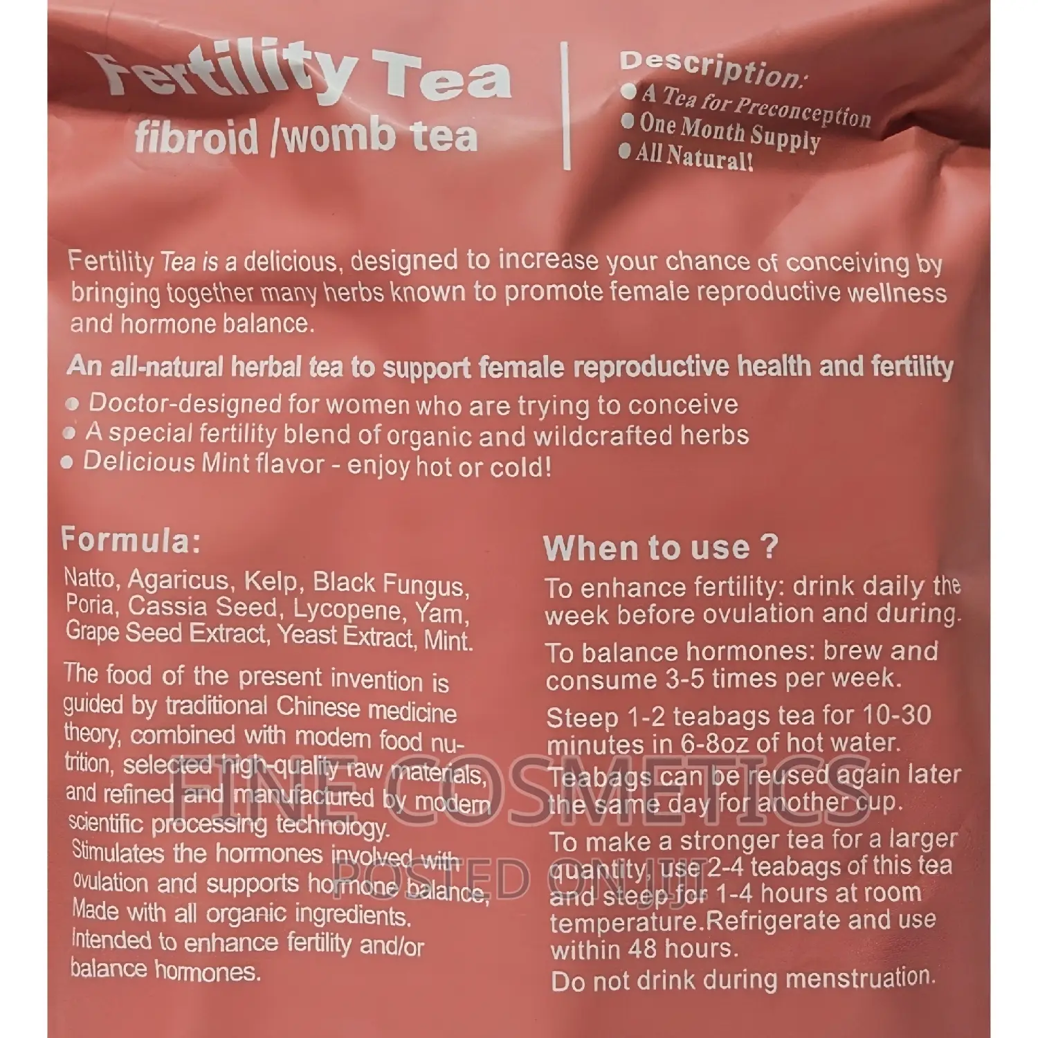 FEMALE FERTILITY TEA |Fibroid/Womb Pregnant Conceiving Boost