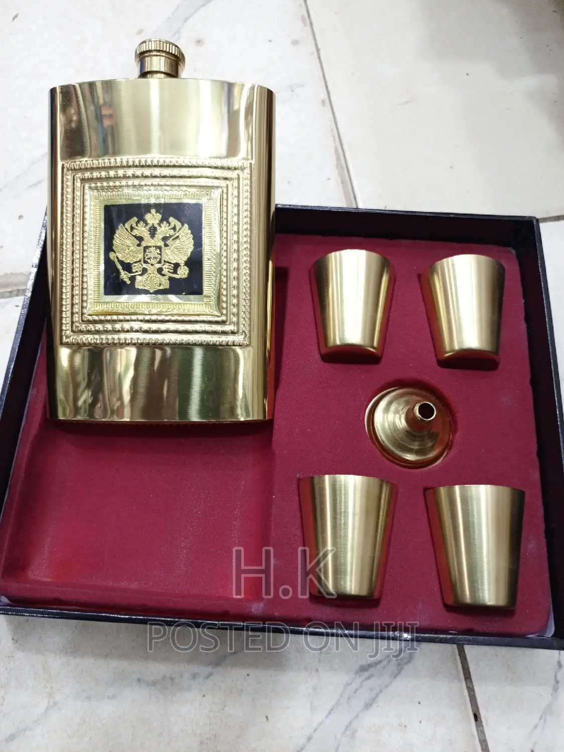 Golden Hip Flask Gift Set