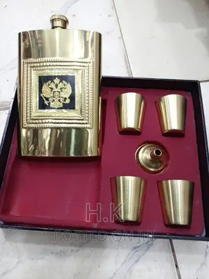 Golden Hip Flask Gift Set
