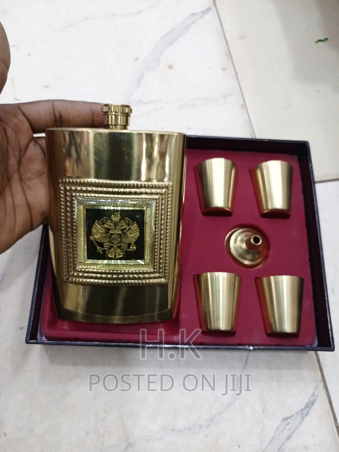 Golden Hip Flask Gift Set