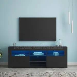Black TV Stand With Blue Led Lights